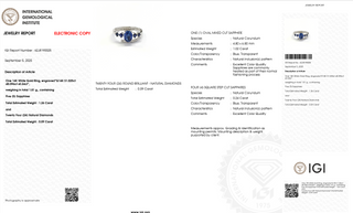Royal Blue Sapphire Quad-Sided Diamond Ring
