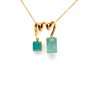 14K Yellow Gold Pendant with 2.65 ct Natural Emeralds – IGI Certified