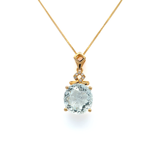 14K Yellow Gold Pendant with 3.21 ct Natural Beryl & Diamonds – IGI Certified