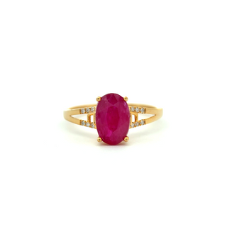 14K Yellow Gold Ring with 1.74 ct Natural Ruby & Diamonds – IGI Certified