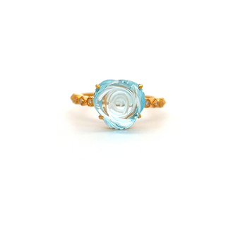 14K Yellow Gold Ring with 5.53 ct Natural Blue Topaz & Diamonds – IGI Certified