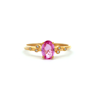 14K Yellow Gold Ring with 0.63 ct Natural Pink Sapphire & Diamonds – IGI Certified