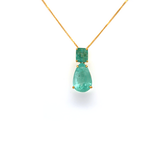 14K Yellow Gold Pendant with 2.95 ct Natural Emeralds – IGI Certified
