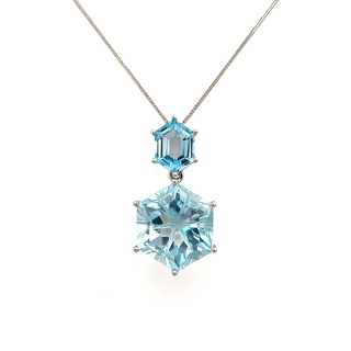 14K White Gold Pendant with 10.48 ct Natural Blue Topaz – IGI Certified