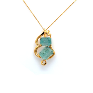 14K Yellow Gold Pendant with 3.03 ct Natural Emeralds – IGI Certified