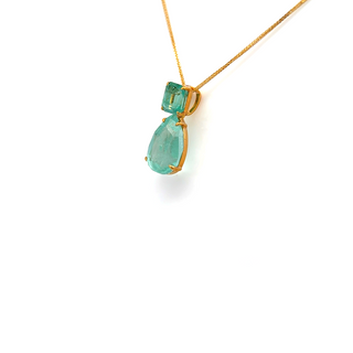 14K Yellow Gold Pendant with 2.95 ct Natural Emeralds – IGI Certified