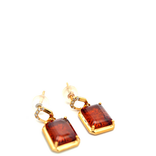 14K Yellow Gold Earrings with 5.49 ct Natural Garnets & Diamonds – IGI Certified