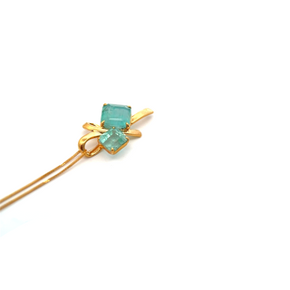 14K Yellow Gold Pendant with 3.25 ct Natural Emeralds – IGI Certified