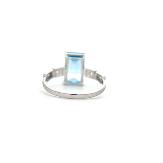 14K White Gold Ring with 2.58 ct Natural Blue Topaz & Diamonds – IGI Certified