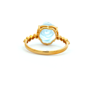 14K Yellow Gold Ring with 5.53 ct Natural Blue Topaz & Diamonds – IGI Certified