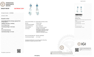 14K White Gold Earrings with 41.25 ct Natural Blue Topaz & Diamonds – IGI Certified
