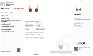 14K Yellow Gold Earrings with 5.49 ct Natural Garnets & Diamonds – IGI Certified