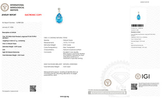 14K White Gold Pendant with 8.99 ct Natural Blue Topaz & Diamonds – IGI Certified