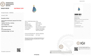14K Yellow Gold Pendant with 3.02 ct Natural Opal & Diamonds – IGI Certified