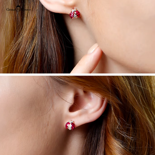 Ruby Stud Earrings Beetle