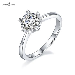 Snowflake Solitaire 6 Claws Moissanite Ring in Sterling Silver