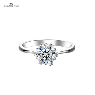 Heart claws Solitaire Moissanite Ring in Sterling Silver