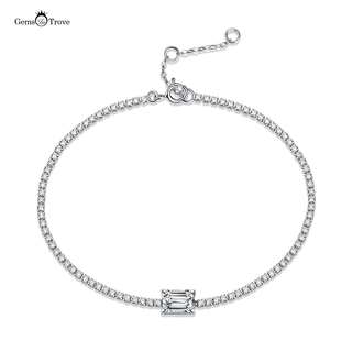 emerald cut tennis bracelet 925 silver