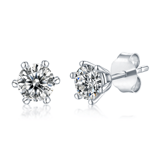 Minimalism Six Claw Moissanite Stud Earrings