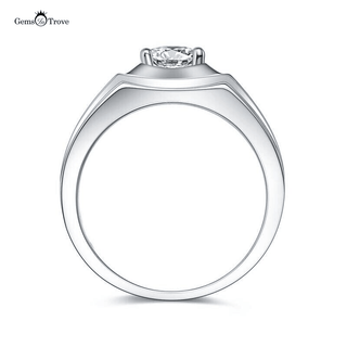 Diamond Moissanite Men's Ring - Sterling Silver Solitaire Pave