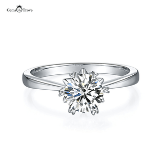 Snowflake Solitaire 6 Claws Moissanite Ring in Sterling Silver