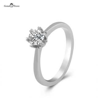 Heart claws Solitaire Moissanite Ring in Sterling Silver