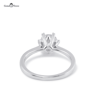 Snowflake Solitaire 6 Claws Moissanite Ring in Sterling Silver