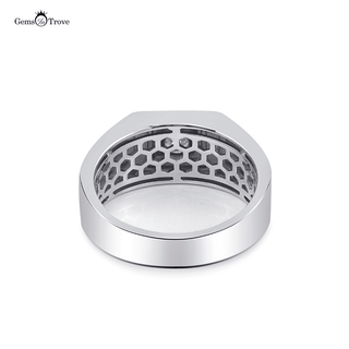 Diamond Moissanite Men's Ring - Sterling Silver Solitaire Pave