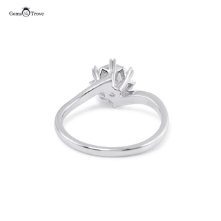 Curve Snowflake Solitaire 6 Claws Moissanite Ring in Sterling Silver