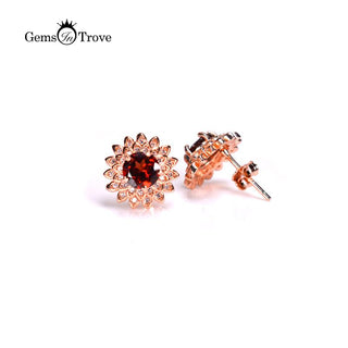 Red Garnet Silver Earrings