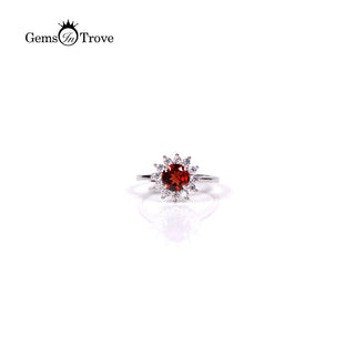 Red Garnet Silver Ring