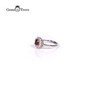 Red Garnet Silver Ring